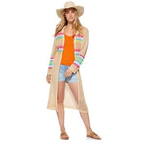 Scoop Women’s Long Sleeve Striped Hooded Cardigan